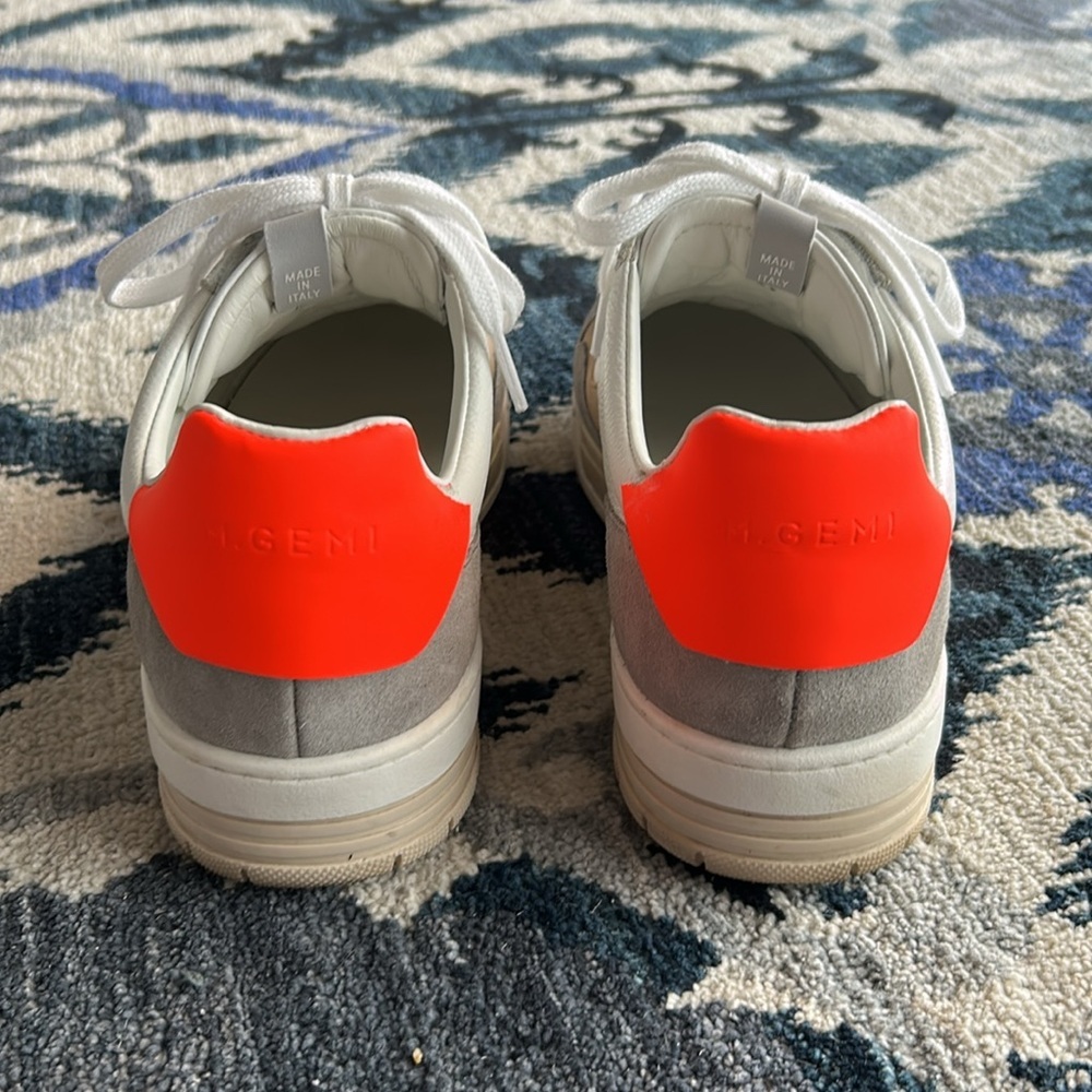 M. Gemi Men's White, Gray, Neon Orange Sneakers - Picture 3 of 7